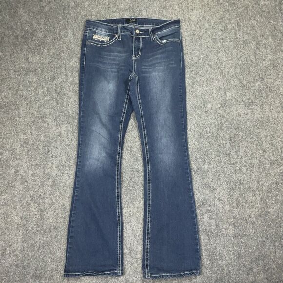 a.n.a. Jeans Womens Size 8 Blue Denim Embroidery Rhinestone Bootcut - Picture 1 of 11